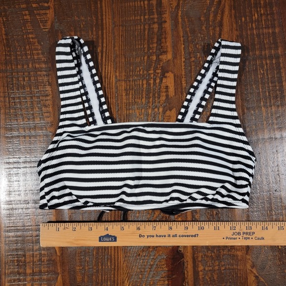 Shade & Shore Other - Black/White Striped Bikini Swim Top Squareneck Adjustable Womens Medium Textured